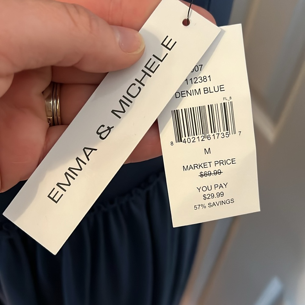 Emma & Michele Blue Sleeveless Maxi Dress NWT Size Medium - Picture 2 of 4